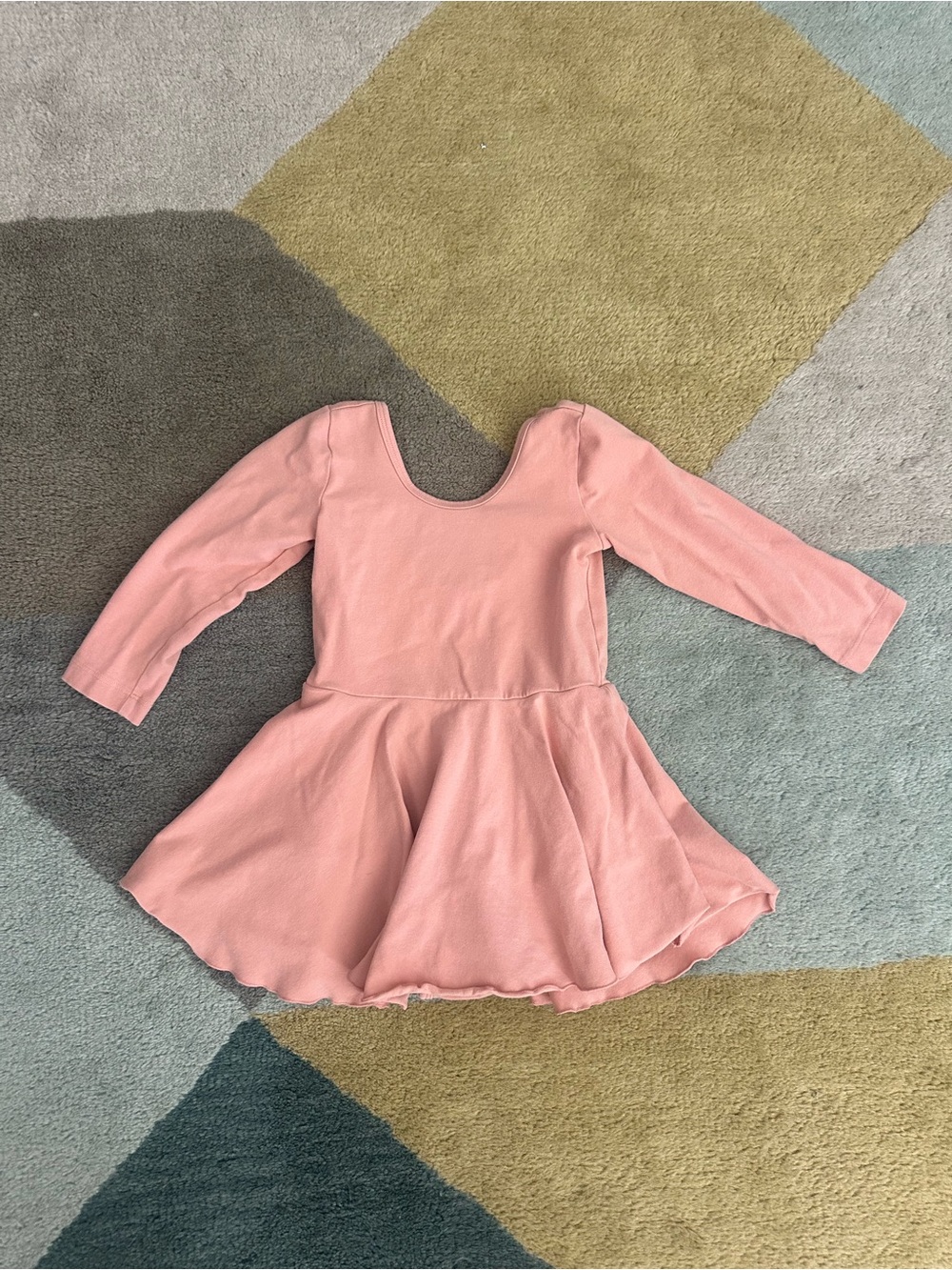 Girls' Long-Sleeve Pink Skirted Leotard